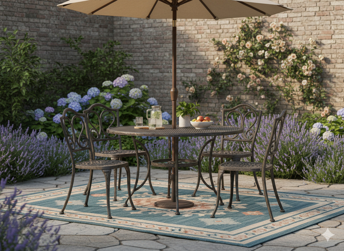 Metal patio table and chairs